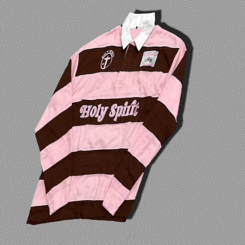 2025 T-shirt a maniche lunghe ricamata con lettera stile street retrò T-shirt a righe con lettera ricamata