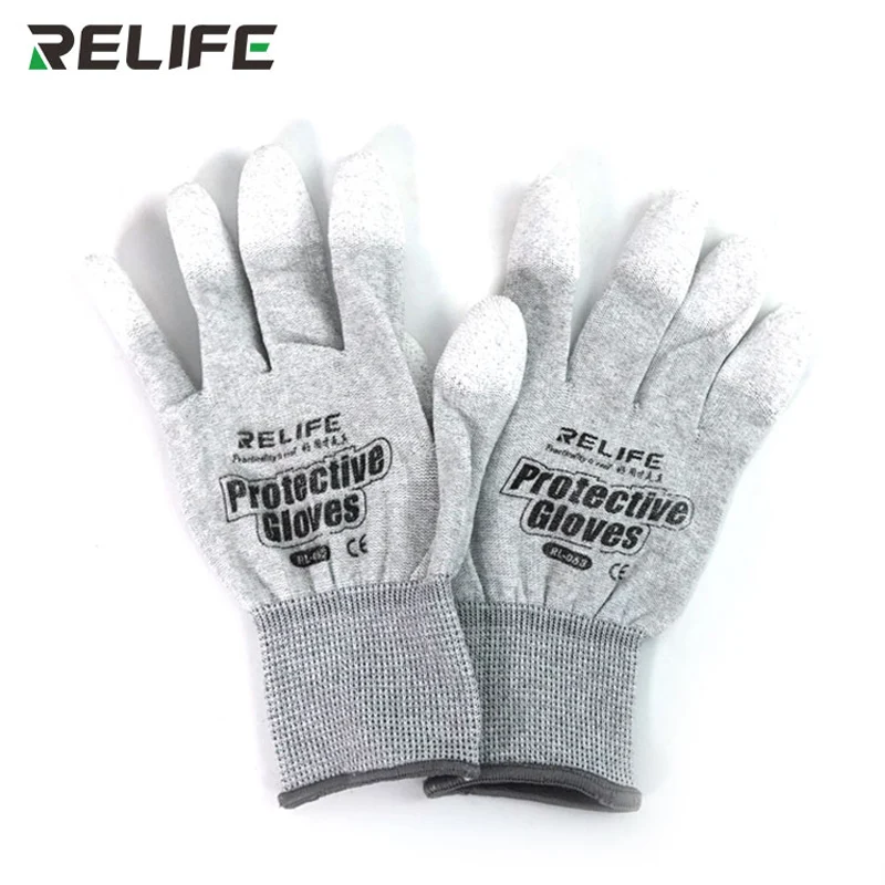 RELIFE RL-063 Anti Static Gloves Non-slip ESD Electronic Working Gloves PU Insulation Coated for PC Computer Phone Repair Tool