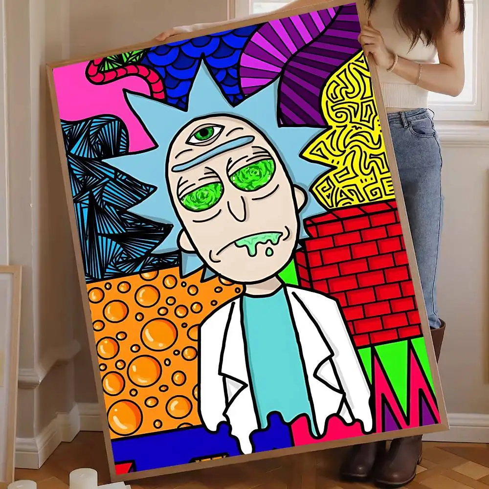ملصق R-Rick And M-Morty الكلاسيكي المقاوم للماء ملصق ورقي لديكور جدران غرفة القهوة والبار #4