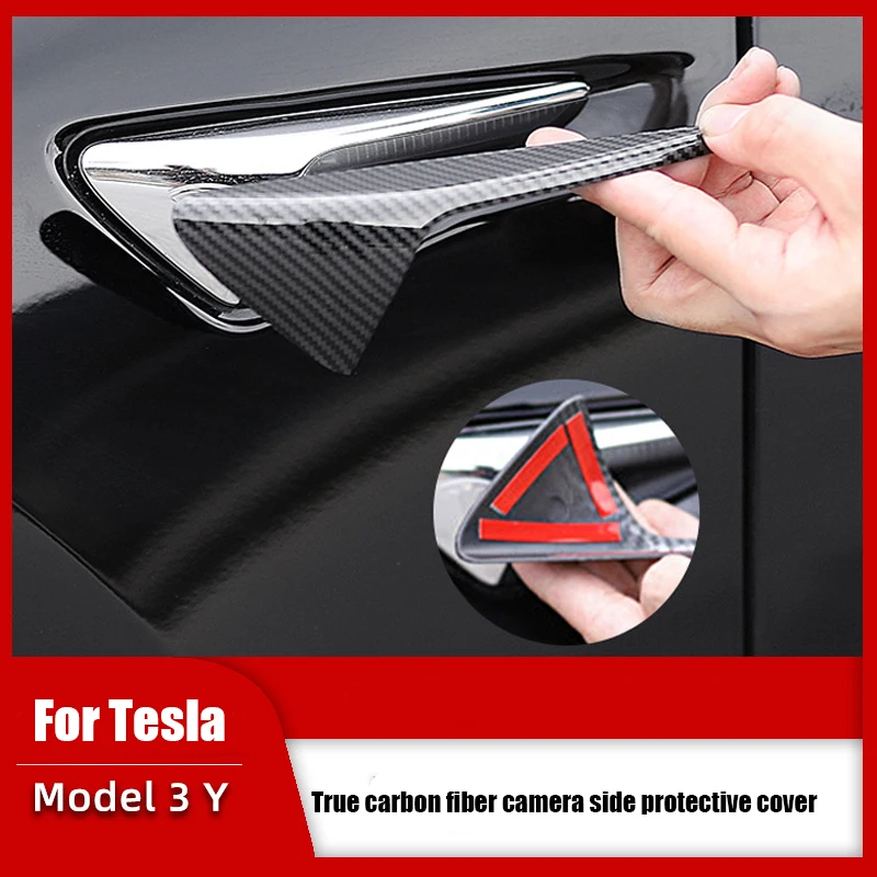 100% Real Carbon Fiber For Tesla 2021 2022 2023 Model Y 3 Fender Side Camera Protective Cover Accessories Glossy Matte Color