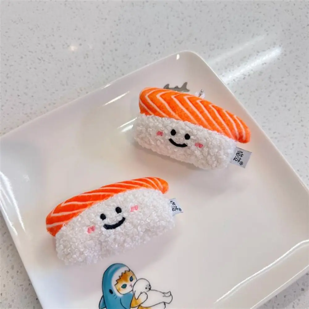 Creative Salmon Sushi Plush Doll Keychain Key Buckle Sweet Shrimp Plush Doll Toy Expression Korean Style Decoration