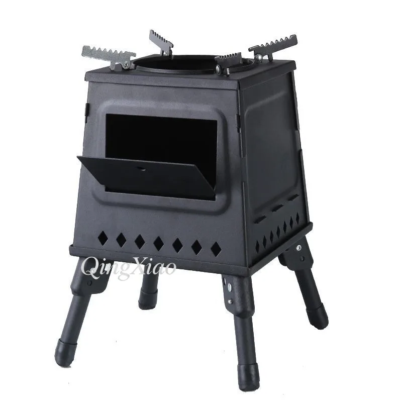 Wood Burning Camping Wood Stove  Portable Cast Iron Camping Wood StoveBlack Woodstove with Carrying Case for Backpacking Outdoor
