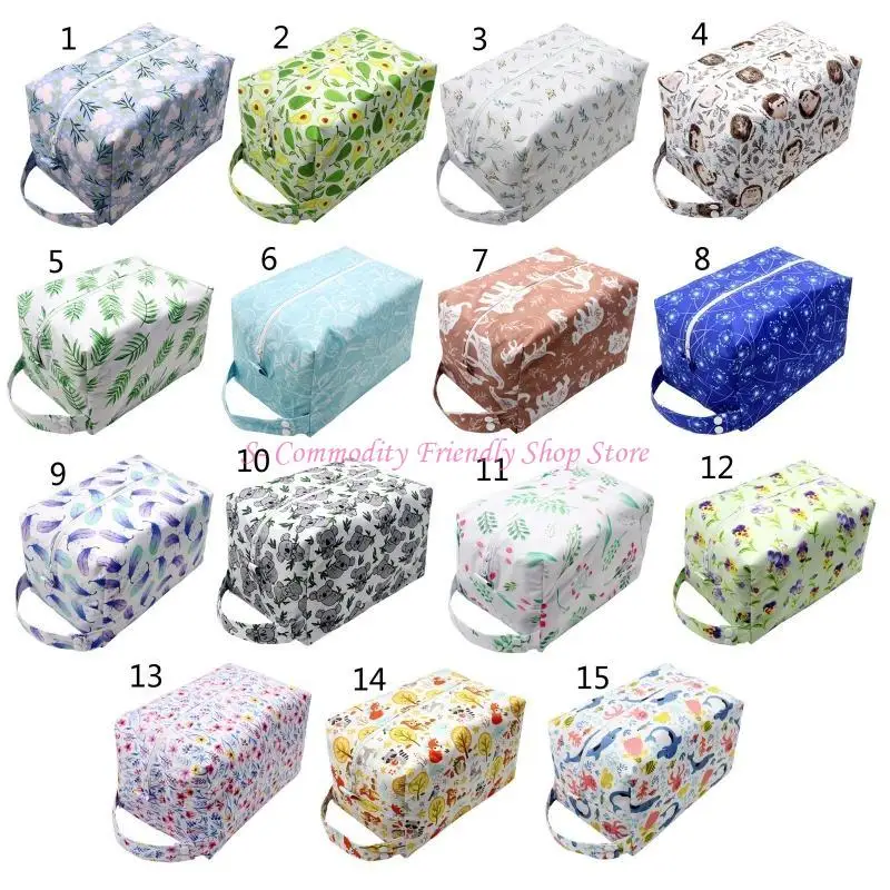 

85AE многоразовые тканевые подгузники, влажные и сухие сумки, большие подвесные сумки с кнопками для коляски, водонепроницаемая