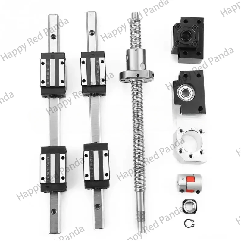 Linear Rail Set 2Pcs HGR15-300mm Linear Guide Rail & 1pc RM1605-300mm Ballscrew & BF12/BK12 Linear Guide CNC Parts Kit