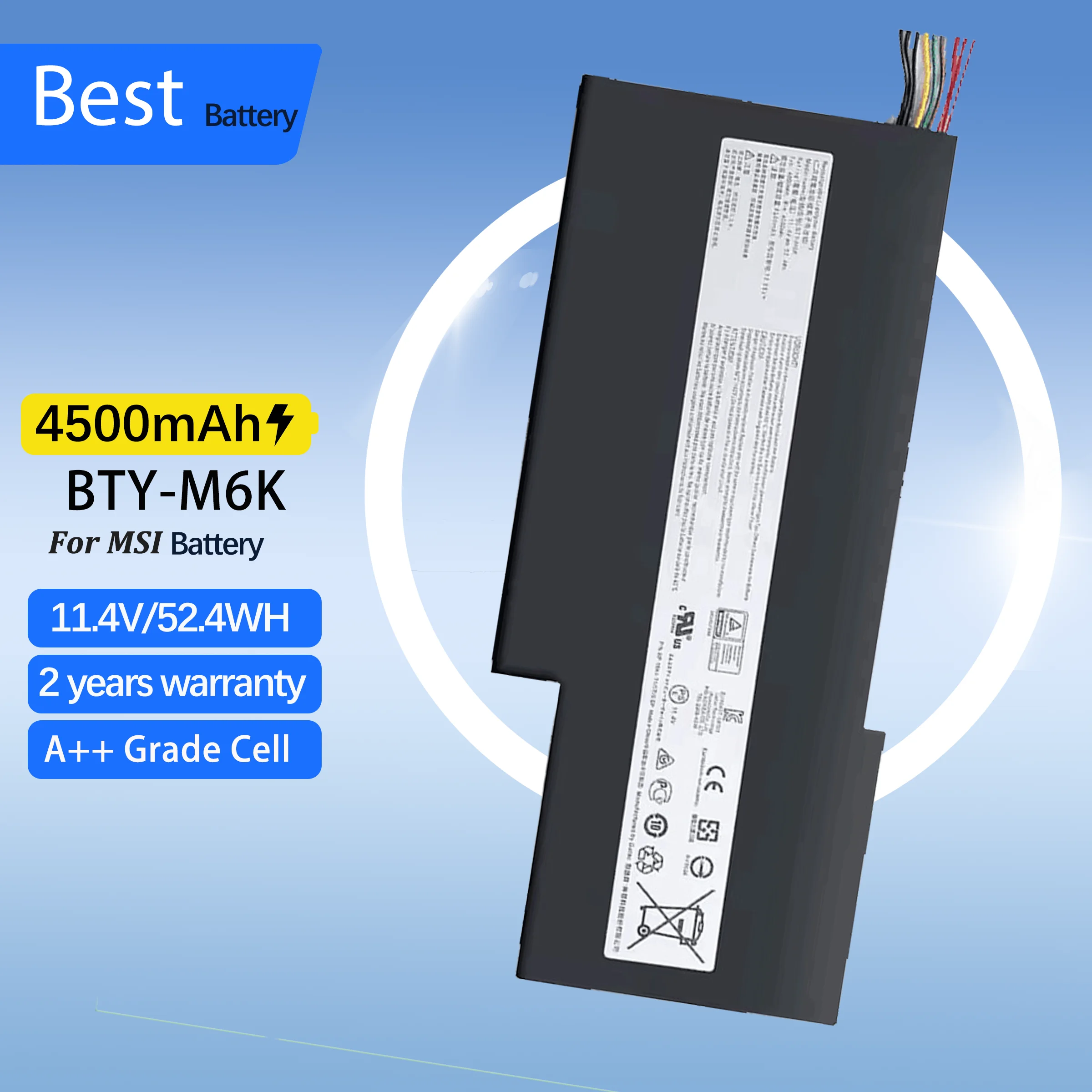 

BTY-M6K Laptop Battery for MSI MS-17B4 MS-16K3 GF63 Thin 8RD 8RC GF75 Thin 3RD 8RC 9SC GF65 Thin 9SE SX Thin 52.4WH 10SDR
