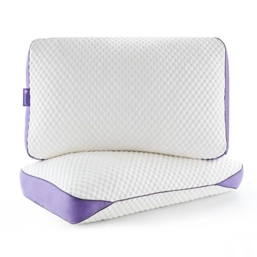 

Queen Size Adjustable Shredded Memory Foam Cooling Pillows with Removable Cover Medium Support for Side Stomach and Back Sleepe