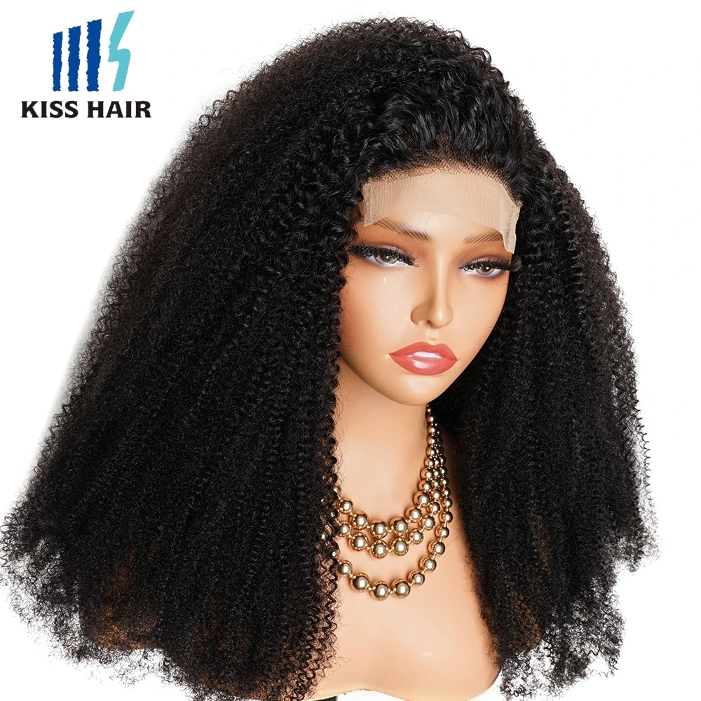 KissHair-Perruque Lace Front Wig crépus bouclés, cheveux naturels, afro, 13*4, closure 4*4, pre-plucked, Black document, 300%