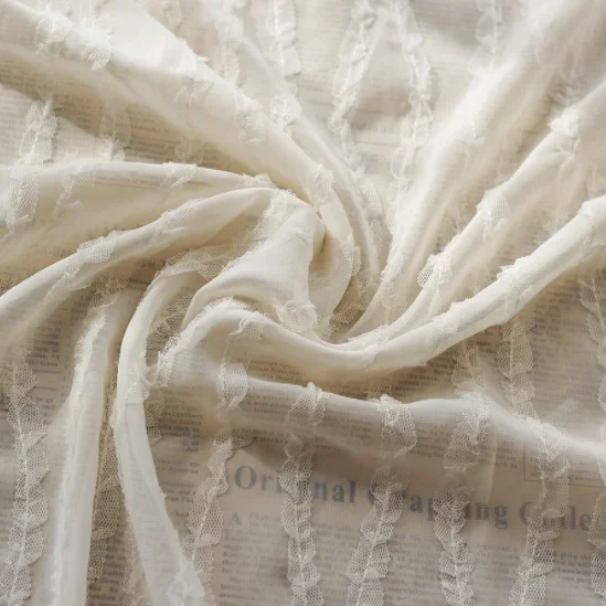 

Новая шифоновая полосатая волнистая вышитая ткань с крючком, вышитая сетчатая марлевая ткань для свадебного платья, одежды, от метров