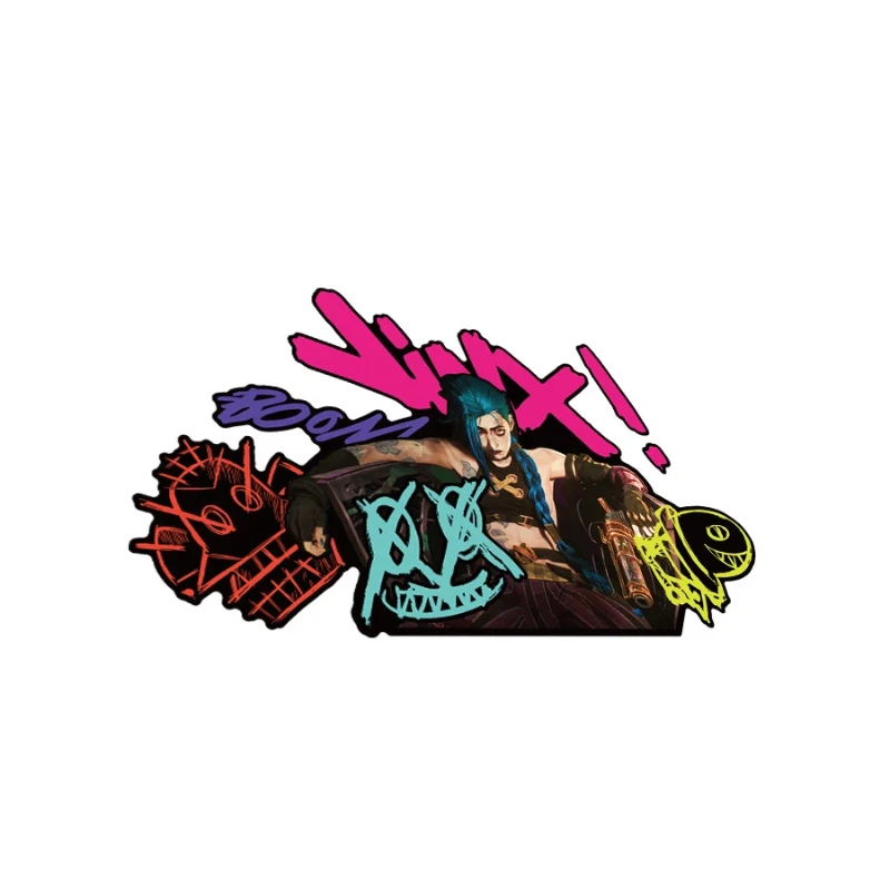 Adesivo Refletivo de Graffiti Arcane Jinx para Carro, Decalque para Vidro de Motocicleta Elétrica, Acessório de Decoração para Veículos de Anime e Jog