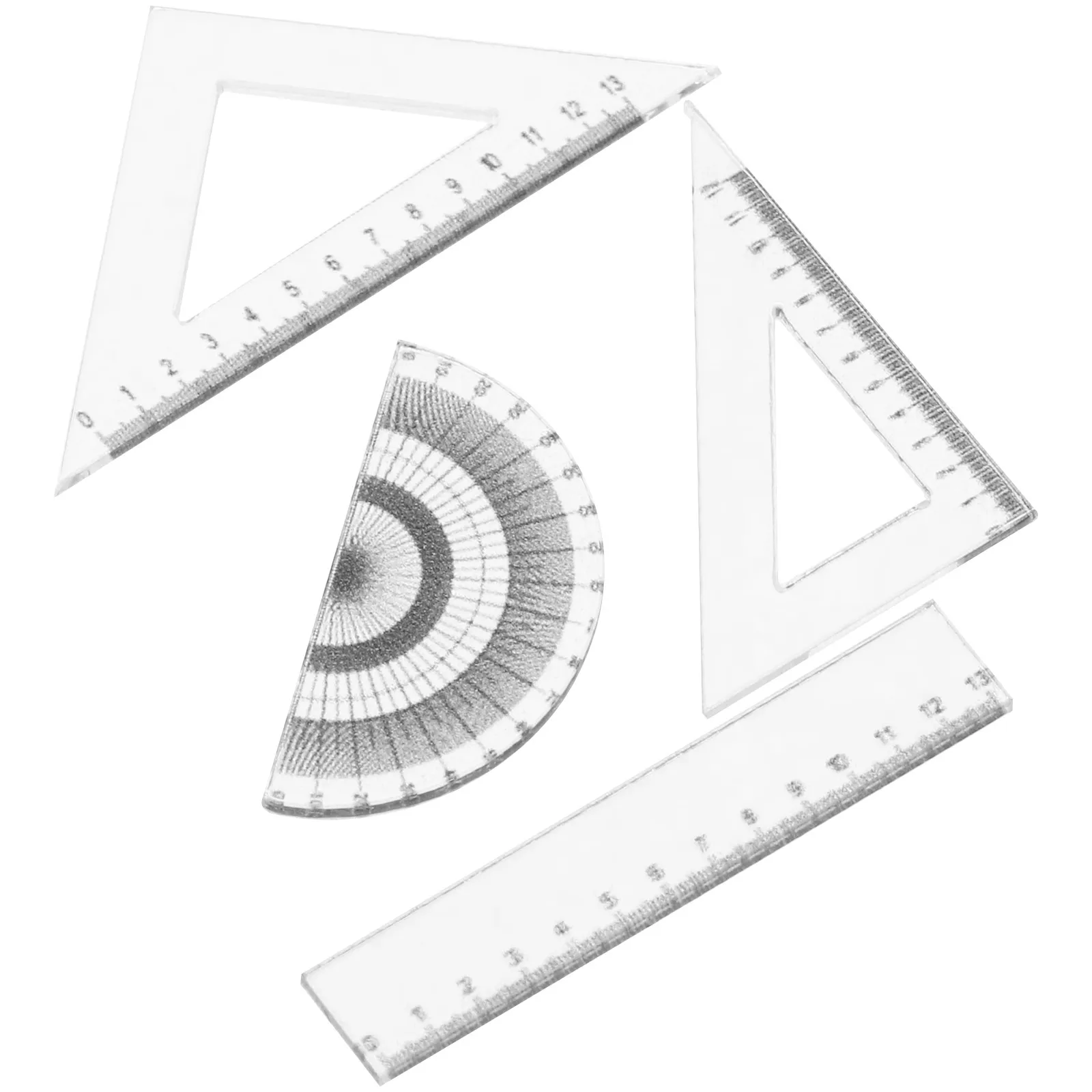 

4Pcs Mini House Ruler Set Fine Workmanship Plastic Scale for Dollhouse Study Scene Realistic Measurement Accessory Lightweight