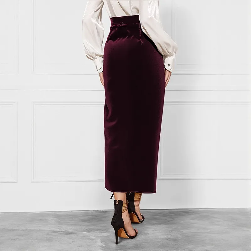 2025 otoño faldas elegantes para mujer falda temperamento Vintage desplazamientos Leace-up ropa de invierno mujer tira mujeres Color sólido