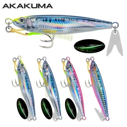 1Pc Luminous Fast Sinking Metal Jig Lure 20g 30g 40g 60g 80g Saltwater Shore Casting Fishing Lure Vertical Metal Jig with Hooks