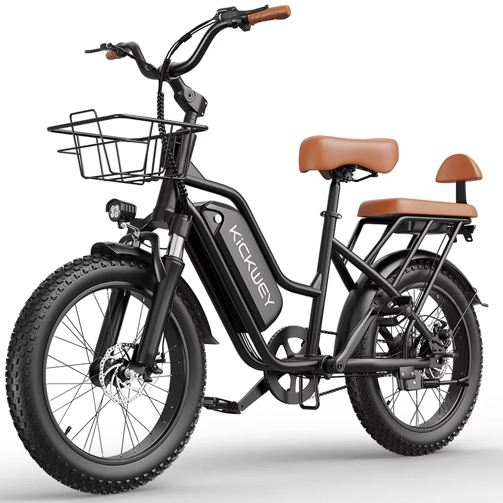 250W Women's Electric Bicycle, Two-Seater Electric Bike, Road, Mountain & Sandy Terrain Riding E-bike, Kickwey LD20 1500W E-bike