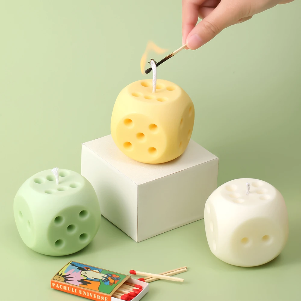 BOOWAN NICOLE 3D Dice Shape Silicone Candle Mold Handmade Candle Making Supplies Chocolate Candy Ice Cubes Mould