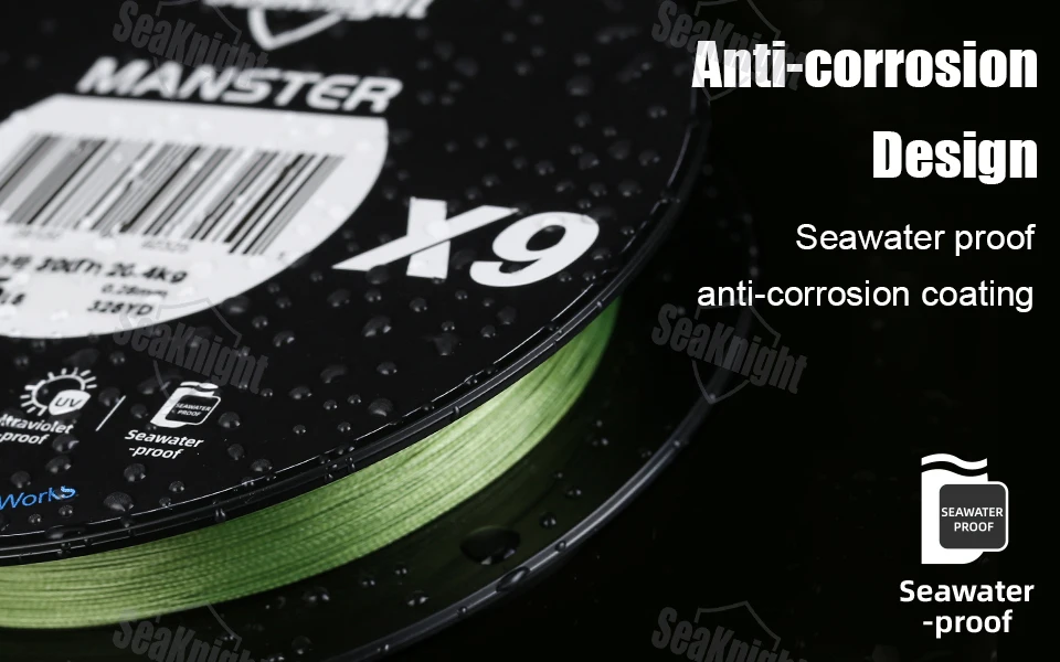 SeaKnight X9 150M 9-Strang Geflochtene Angelschnur Glatte PE-Schnur Süßwasser- und Salzwasserbeständig UV-Beständig Si+-Beschichtung 9-fach Geflochten Stark – Detail 8