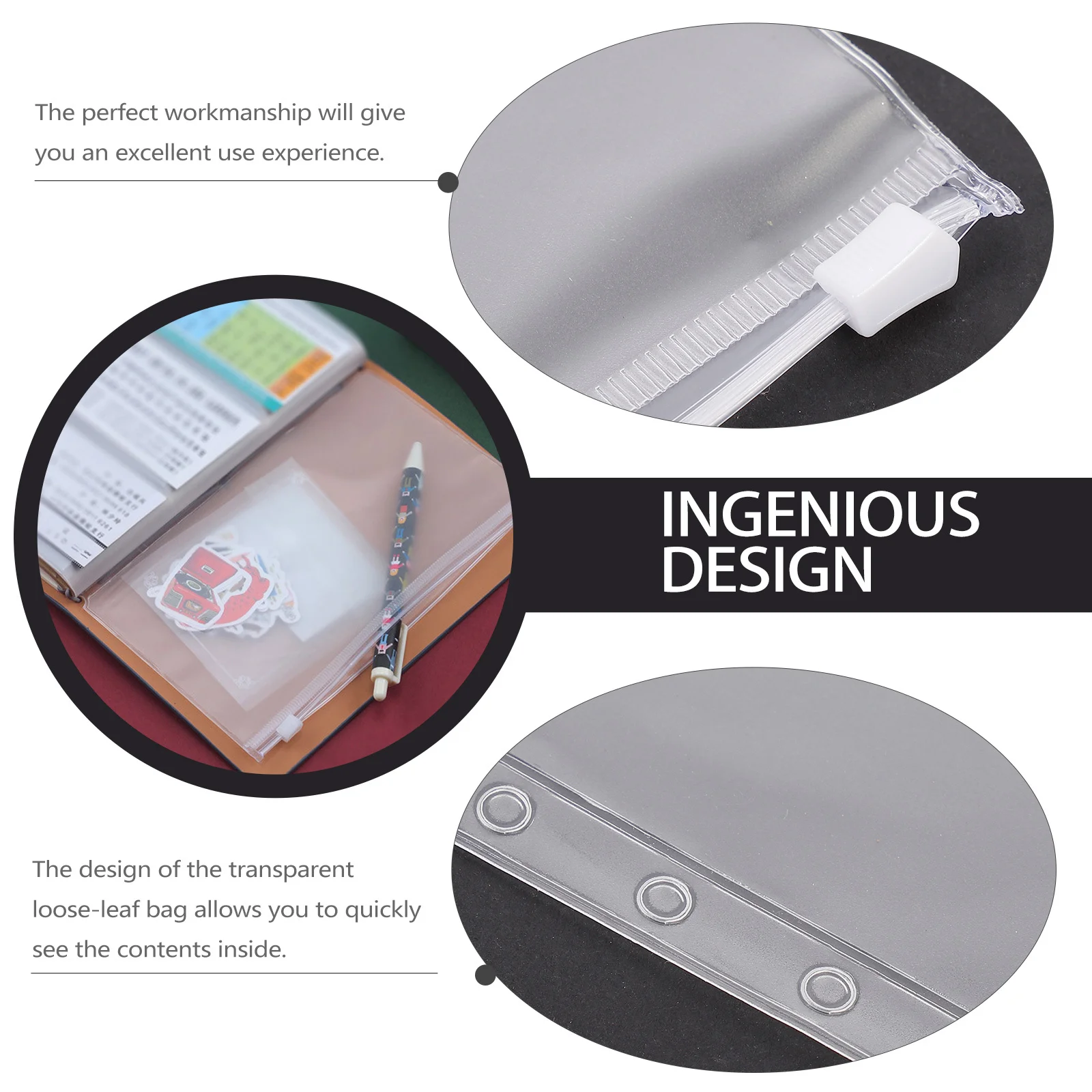 

12 шт., прозрачные карманы на молнии, ПВХ, 6 отверстий, сумка для папок формата А6, папка для хранения документов для школы, офиса, папки на молнии