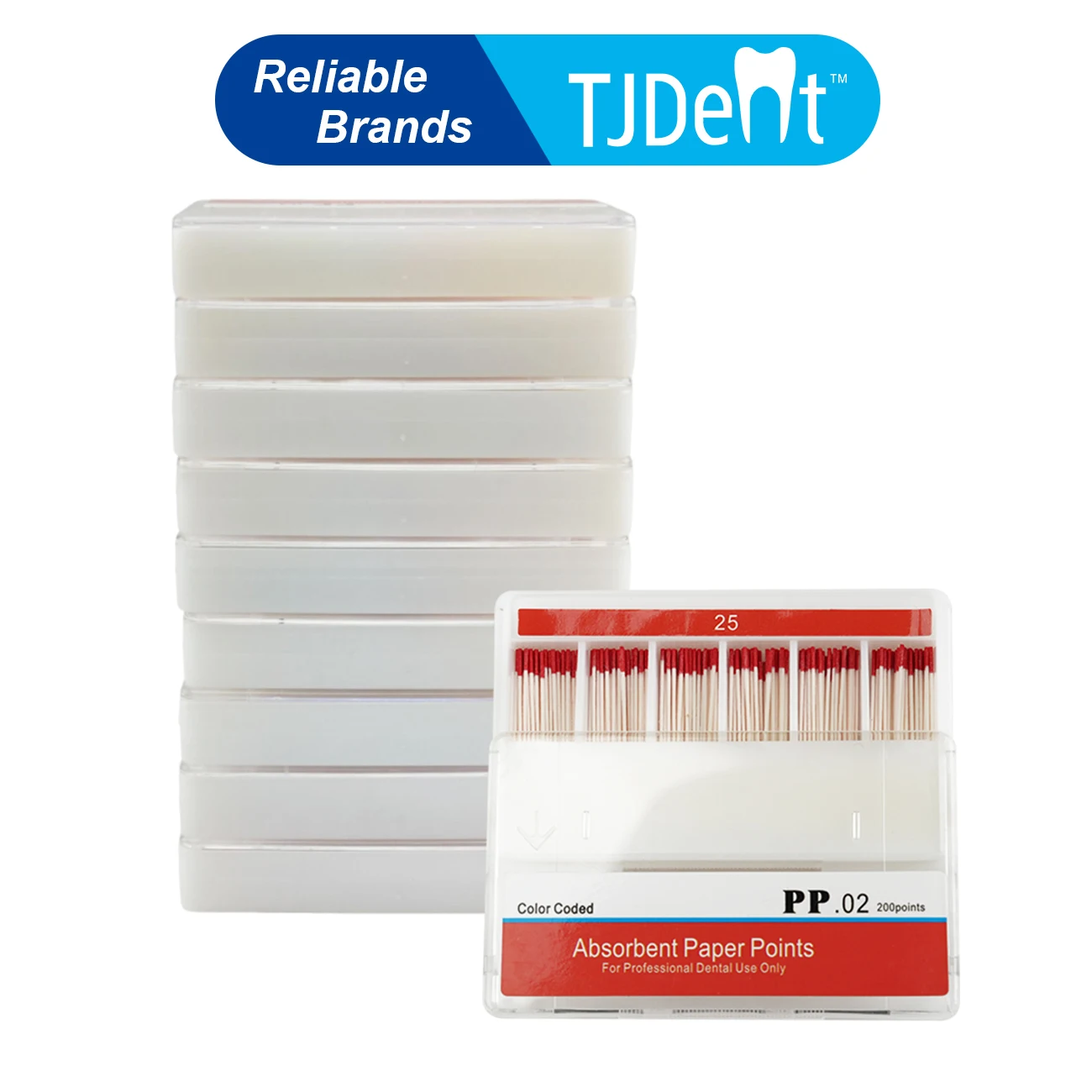 TJDent 1Box Dental Absorbent Paper Points 0.02 Taper Cotton Fiber Endodontic Root Canal Tips 15-40# 45-80# Dentistry Materials