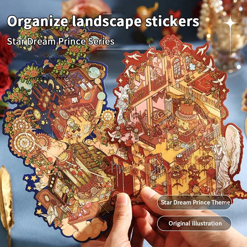 Cartoon Landscape Stickers 3D Miniature Worlds Creative Cabins Decompression DIY Scenes Pet Sticker Various Styles Available