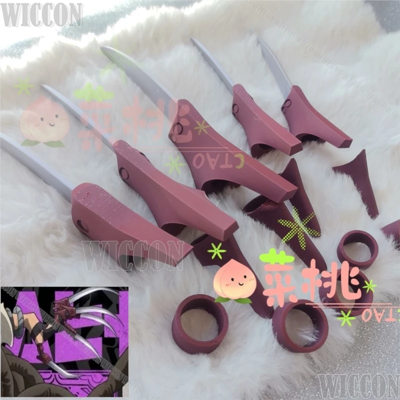 Jabber Wonger Anime Gachiakuta disfraz de Cosplay 3D Prop pulsera de plata anillo uñas hombre Cos accesorios fantasía traje de Halloween Cos