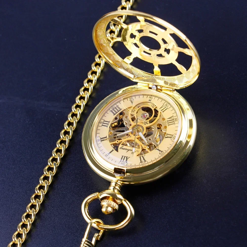 Mechanical Pocket Watch Noble Gold Pocket Watches Men's Pendant Practical Clock Birthday Christmas Gifts for Men Dad