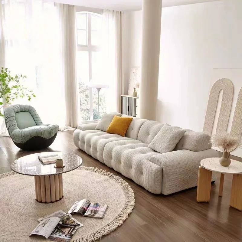 

Straight row sofa Small apartment fabric sofa