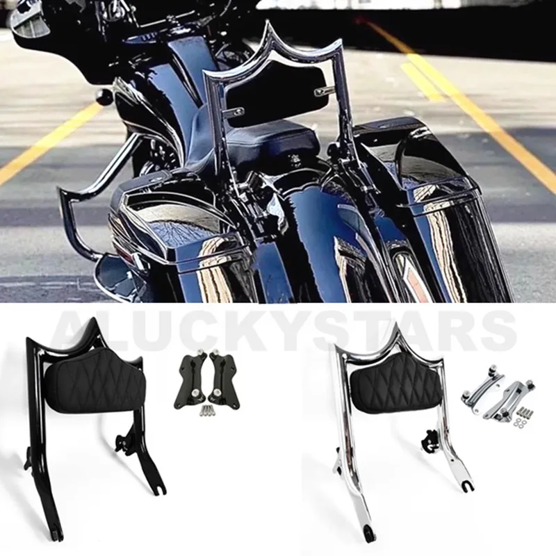 

Black Chrome Detachable Sissy Bar Backrest For Harley Touring CVO Road Glide Street Glide Electra Glide Road King 2009-2023