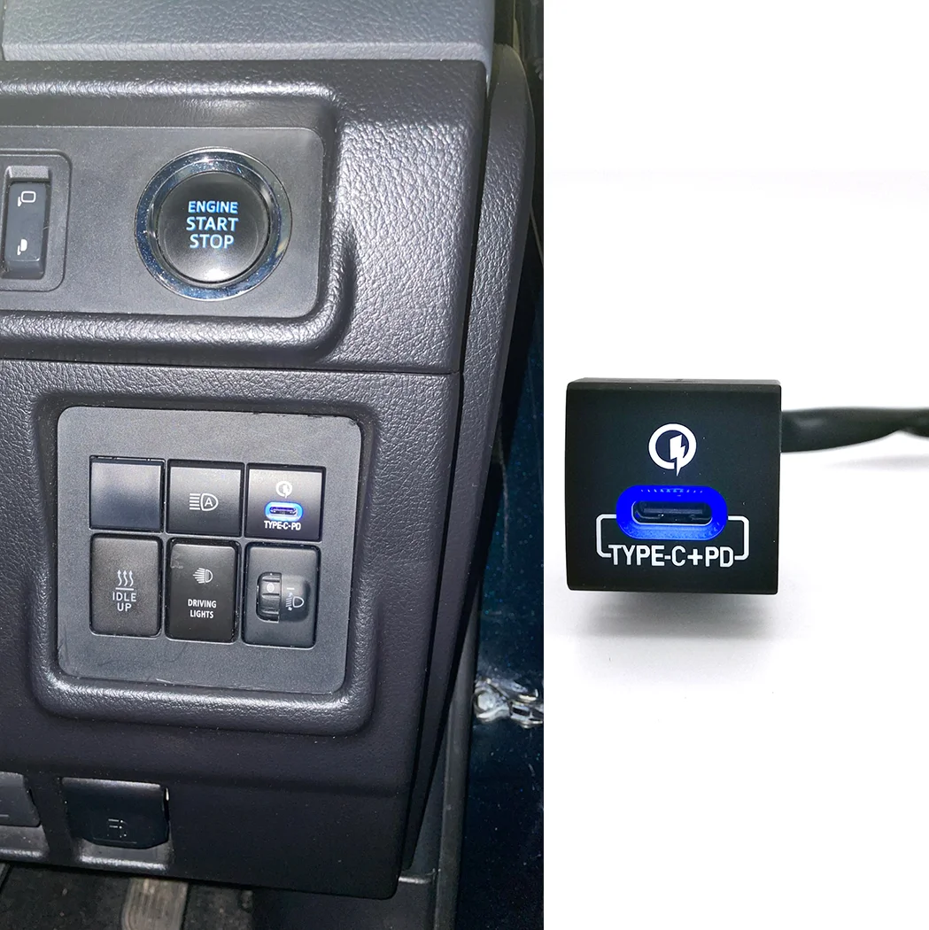 

Автомобильное зарядное устройство для телефона типа C, разъем PD, адаптер питания для быстрой зарядки, подходит для Toyota Yaris Avanza LC300 для LEXUS IS350 2021-2024