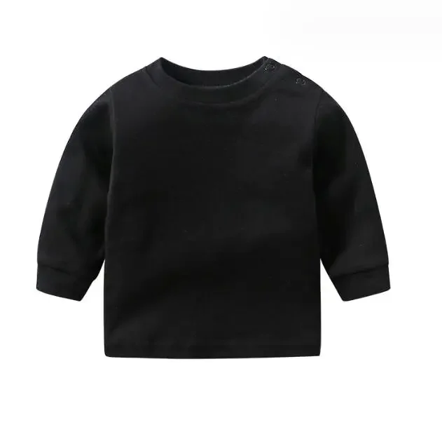 

New Baby Clothes Boy Girls Black Cotton Long Sleeve Shirt Tops Shirts