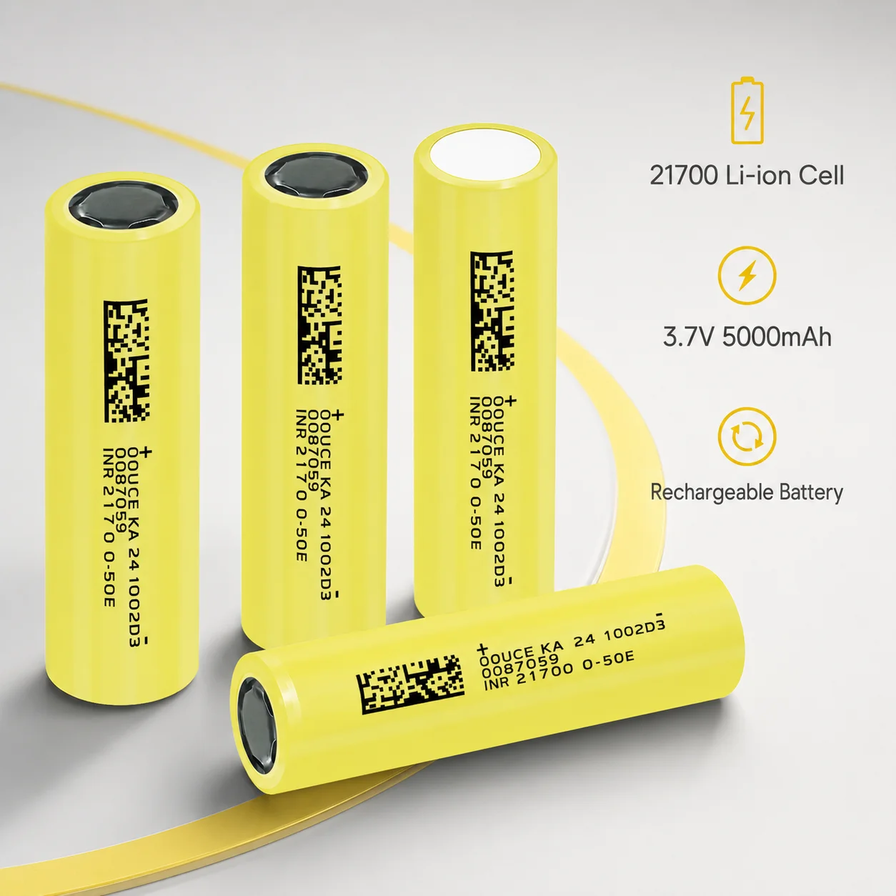 Flat Top 21700 Lithium Battery 3.7V 5000mAh 3C 15A High Power Rechargeable Battery for LED Flashlight
