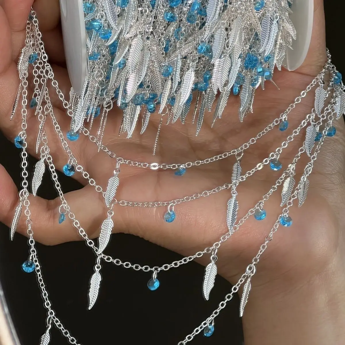 

0.5/1/2Meter Zircon Feather Chain Alloy Jewelry Copper Chain DIY Bracelet Chain Necklace Clothing Decoration Accessories