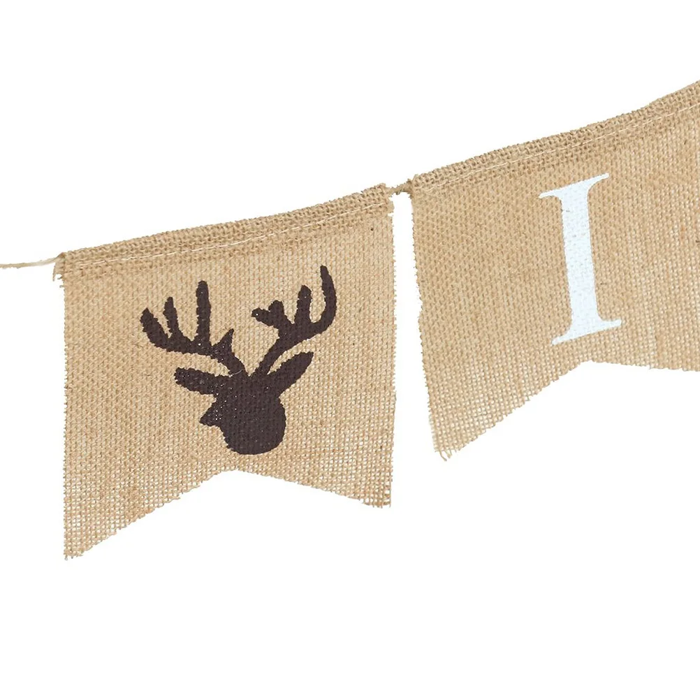 

Pull Flag Decoration Burlap Heart Banner Wedding Bunting Triangle Hessian European and American