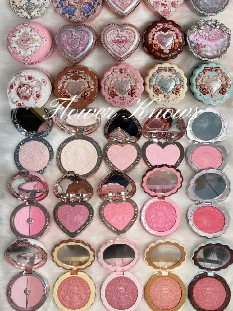 Flower Knows Bunny Garden Collection Makeup Blush Lyophilized Silk Natural Look Facial Makeup Original Long-lasting Cosmetics