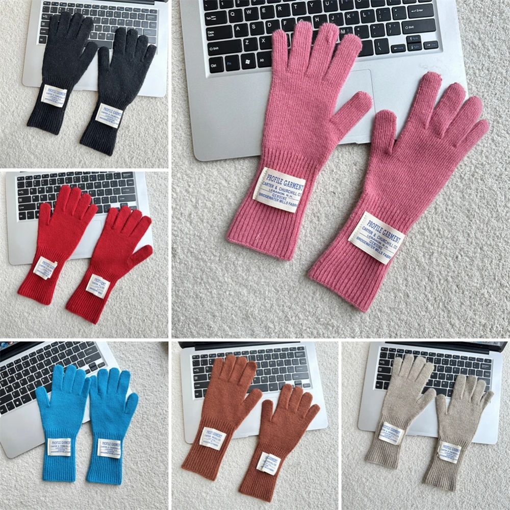Women's Pure Color Knitted Woolen Gloves Winter Windbreaks Student Riding Split Finger Thick Warm Gloves Couple Christmas Gifts