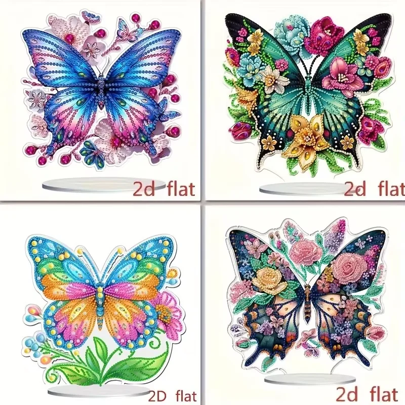 

2D/flat diamond painting butterfly pattern decoration ornaments, DIY unique irregular diamond design, suitable for home, bedroom