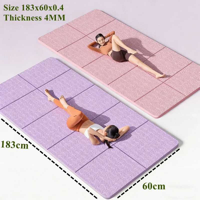 

4MM Thick 183×60cm Eco-Friendly Foldable Yoga Mat Double-Sided Non-Slip Travel Fitness Exercise Mat Pilates and Floor Workouts