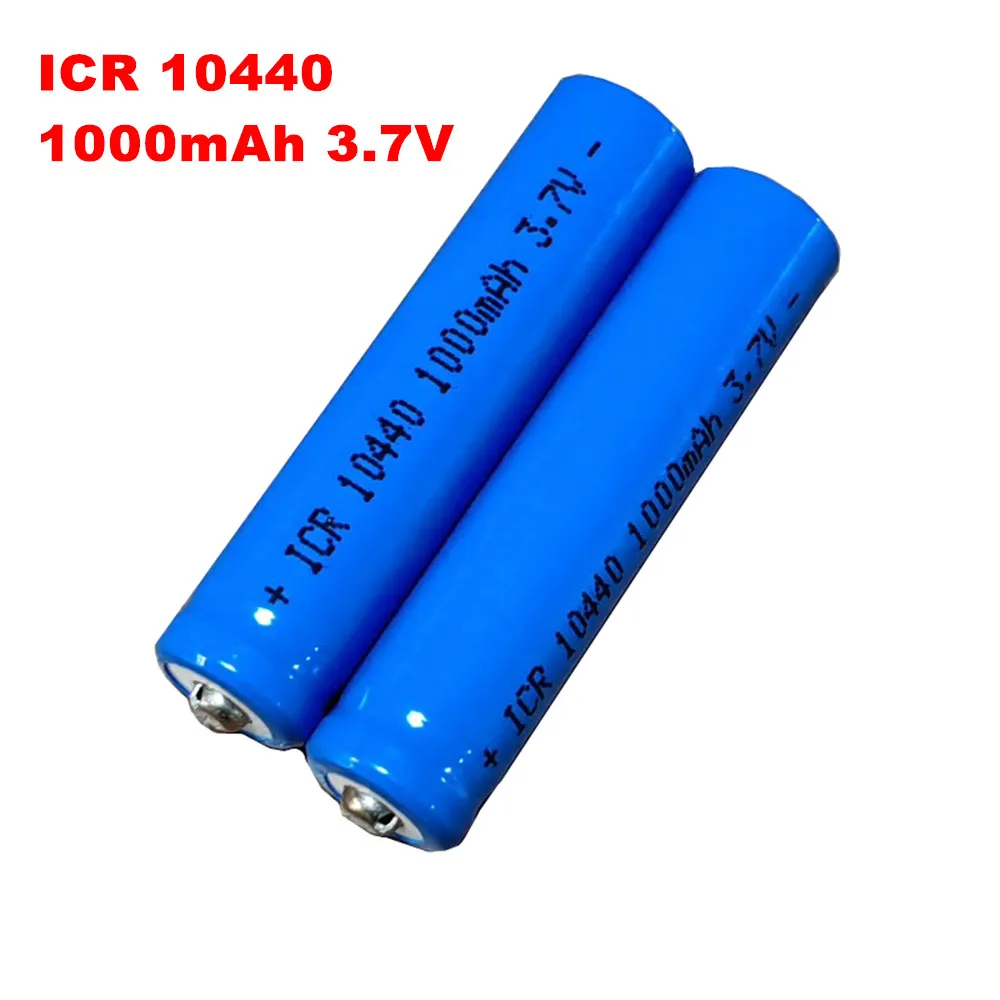 2PCS/Lot AAA ICR10440 3.7V 1000mAh Lithium Rechargeable Battery For HeadlampTorch Top Flashlight Radio Gamepad LED Light Clock