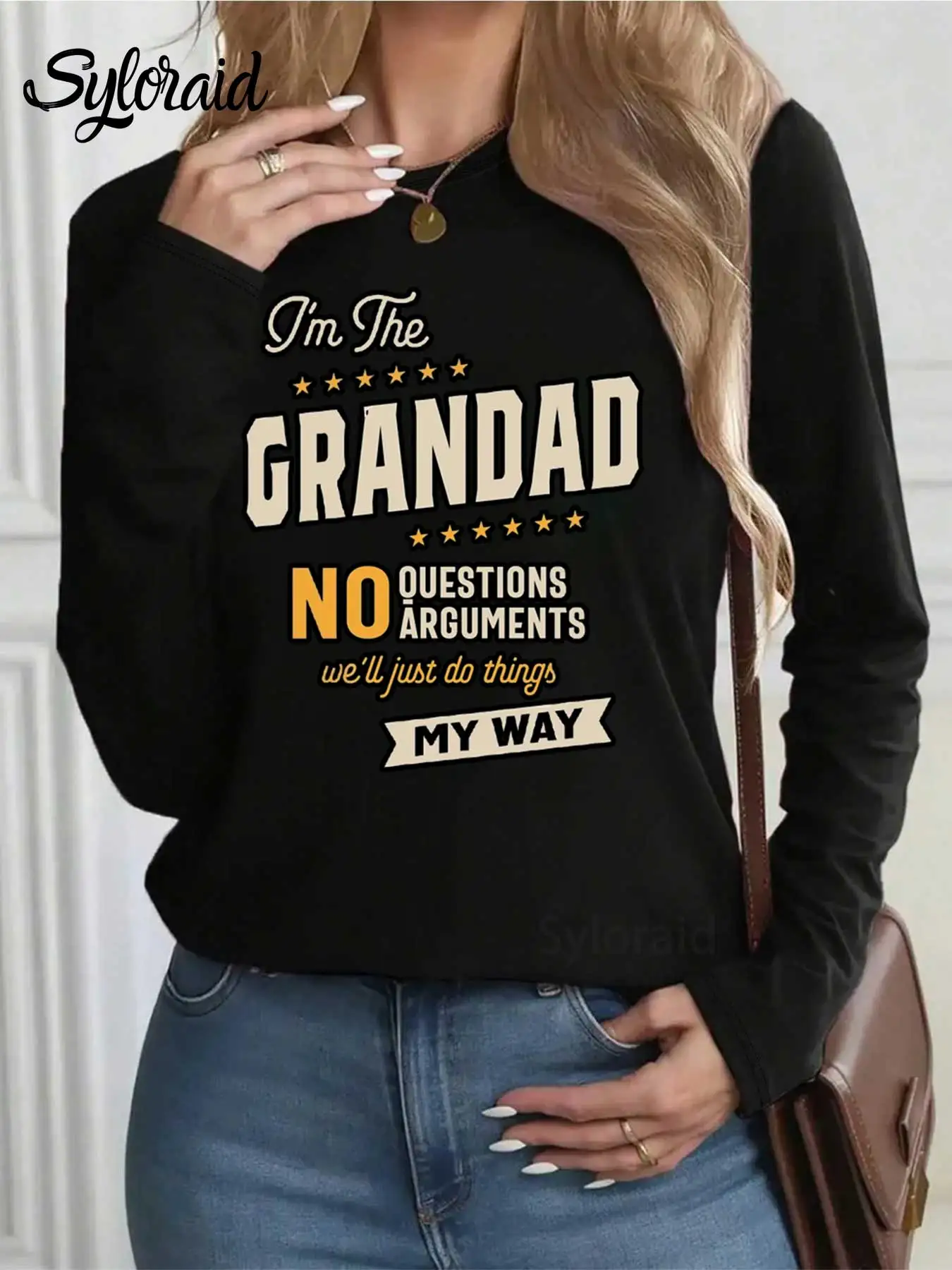 Langarm-T-Shirt für Damen, Opa Way, lustiges Opa-Vatertags-T-Shirt, modisches Rundhals-Casual-Top