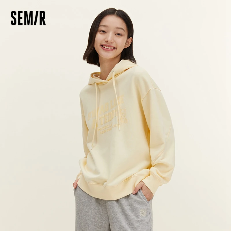 Semir Sweatshirt Women Letter Hoodie Casual Versatile Trend 2023 Spring Loose Print Bottom Hoodie Personalized Fashion