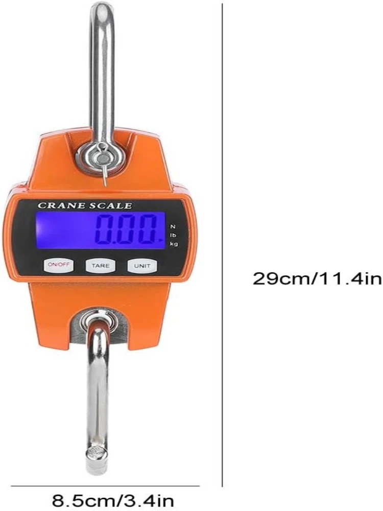 300KG Industrial Crane Scale, LCD Digital Electronic Hook Scale with Stainless Steel for Rust-resistant Crane Scale