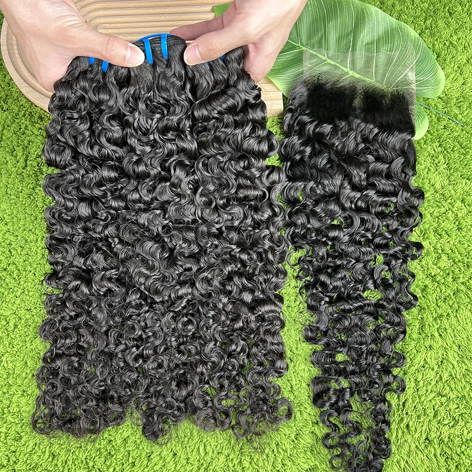 18A Burmese Curly Bundles With 5x5 HD Lace Closure Natural Black Color 100% Human Hair Weave Extensions And Closure Bundle Deal