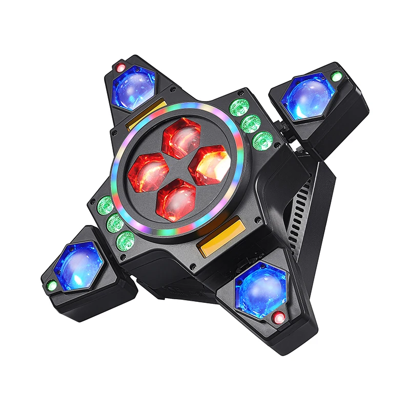 RGB 4IN1 4 Arms Mini Whirlwind Light Laser Strobe LED Stage Lamp 27CH DMX512 Auto Sound Control For Party DJ Club Bar Wedding