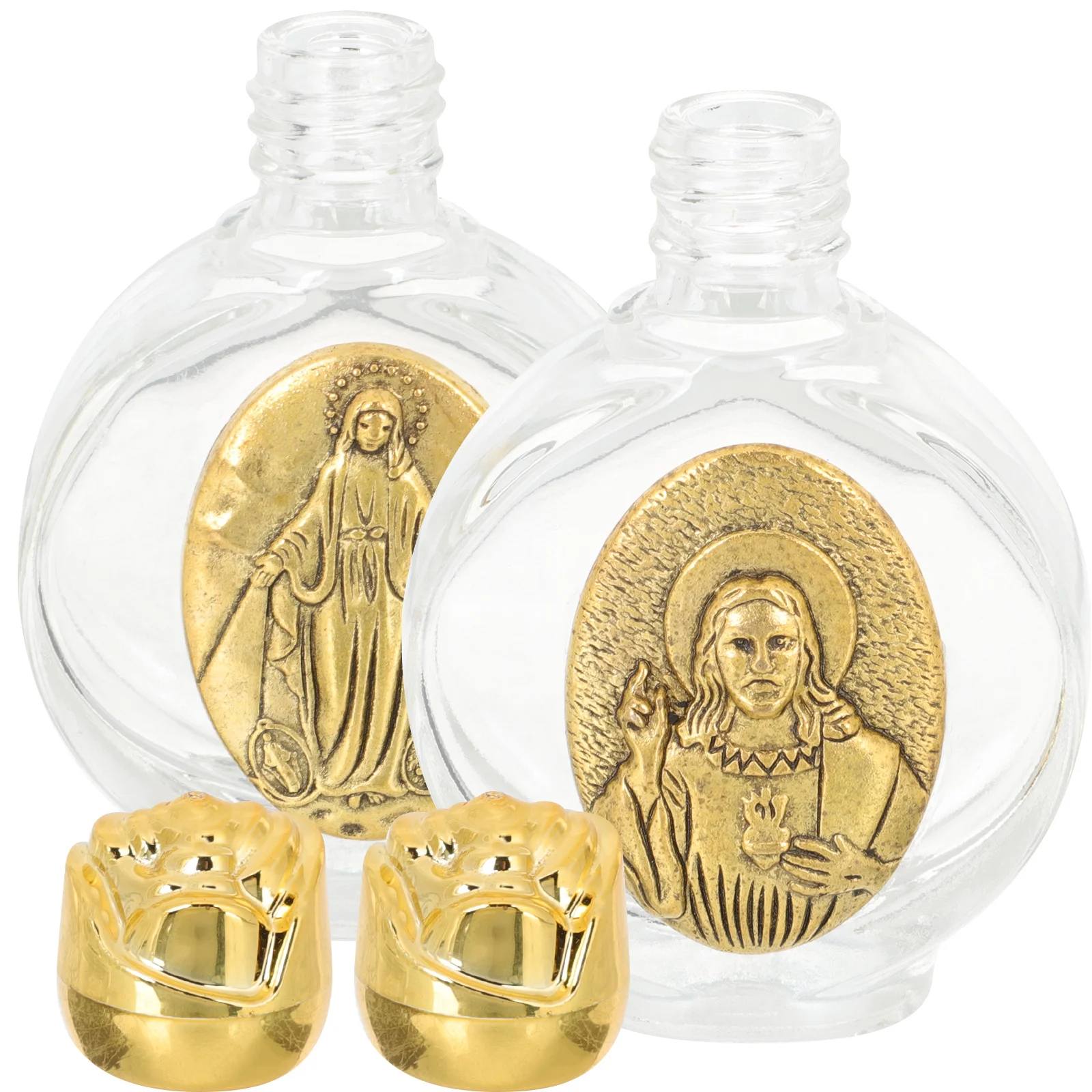 

2Pcs Holy Water Bottle Portable Glass Containers Simple Luxurious Design Refillable Small Potion Bottles for Communion Blessings