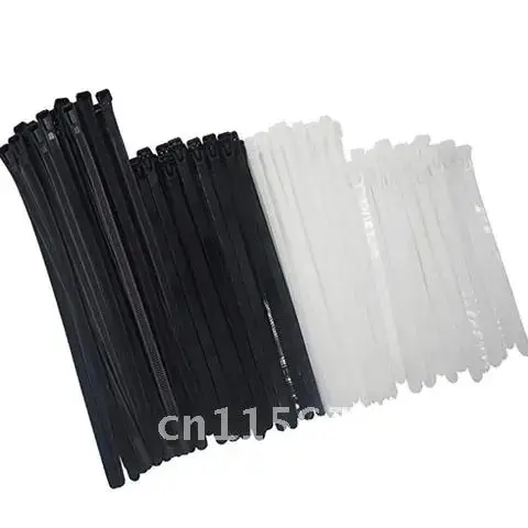 Plastic Nylon Wire Cable Zip Ties Self-Locking 100Pcs Black Or White Fasten Loop Cable Various Specifications