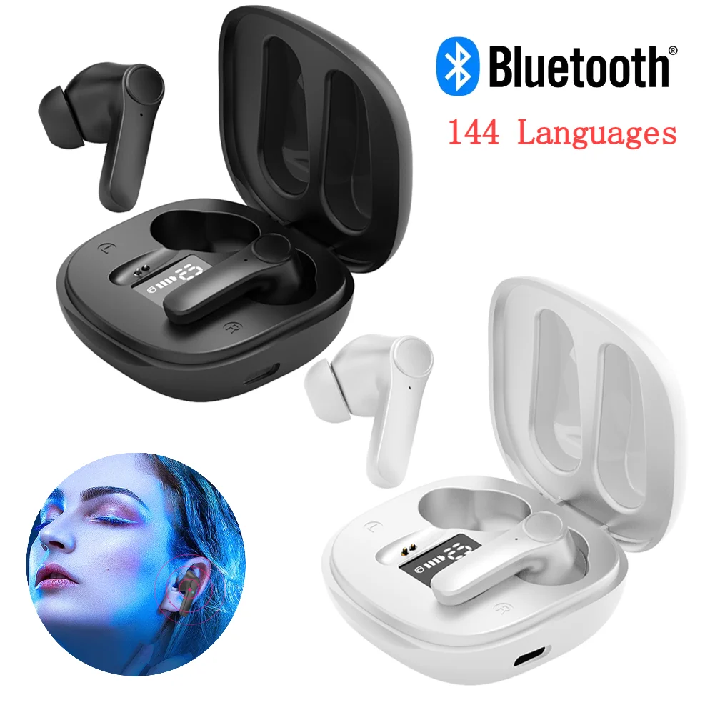 Intelligent Translate Earbuds 144 Languages Real Time AI Voice Translator Earphone Wireless BT Voice Translator Headphone 4 Mode