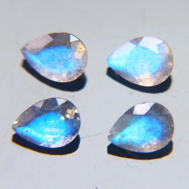 Natural Blue Fire Labradorite Pear Shape Faceted Stones Polished Loose Gemstones Size 6x8mm For Jewelry Making