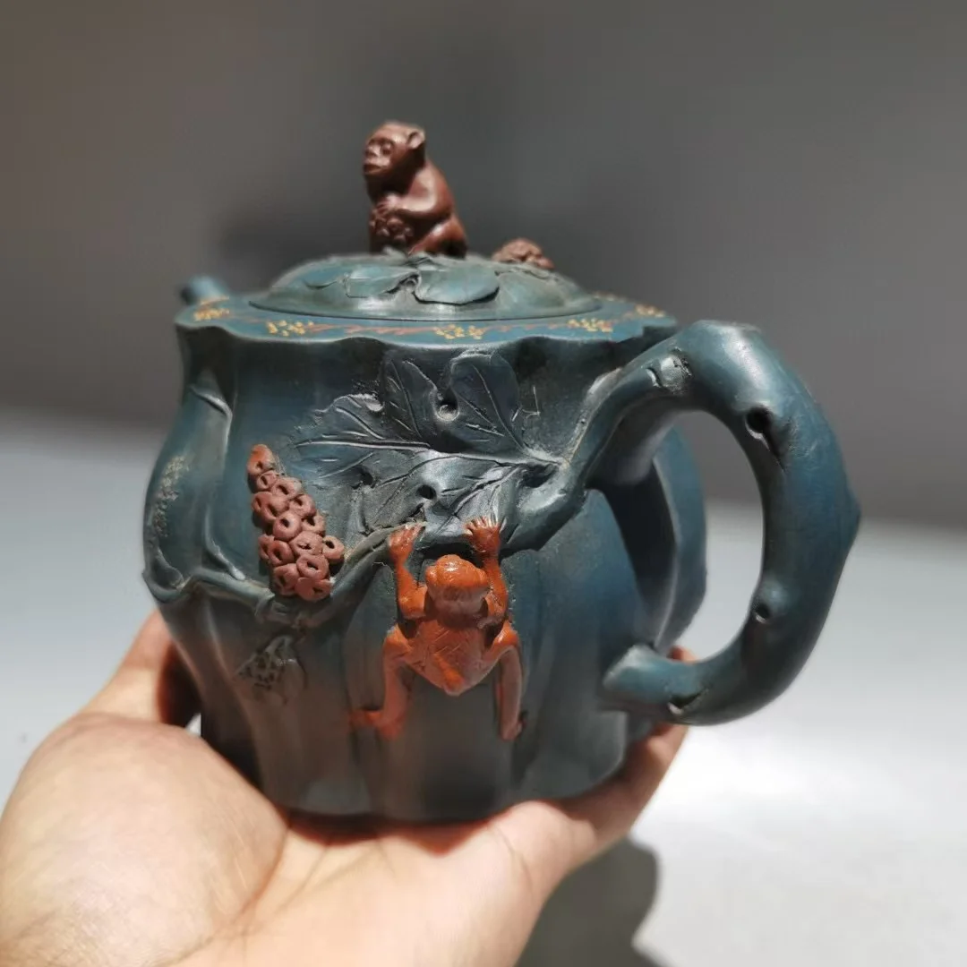 Unique Old Chinese YiXing Handcraft puyple Clay Teapot,Monkey shape, with mark, Free shipping