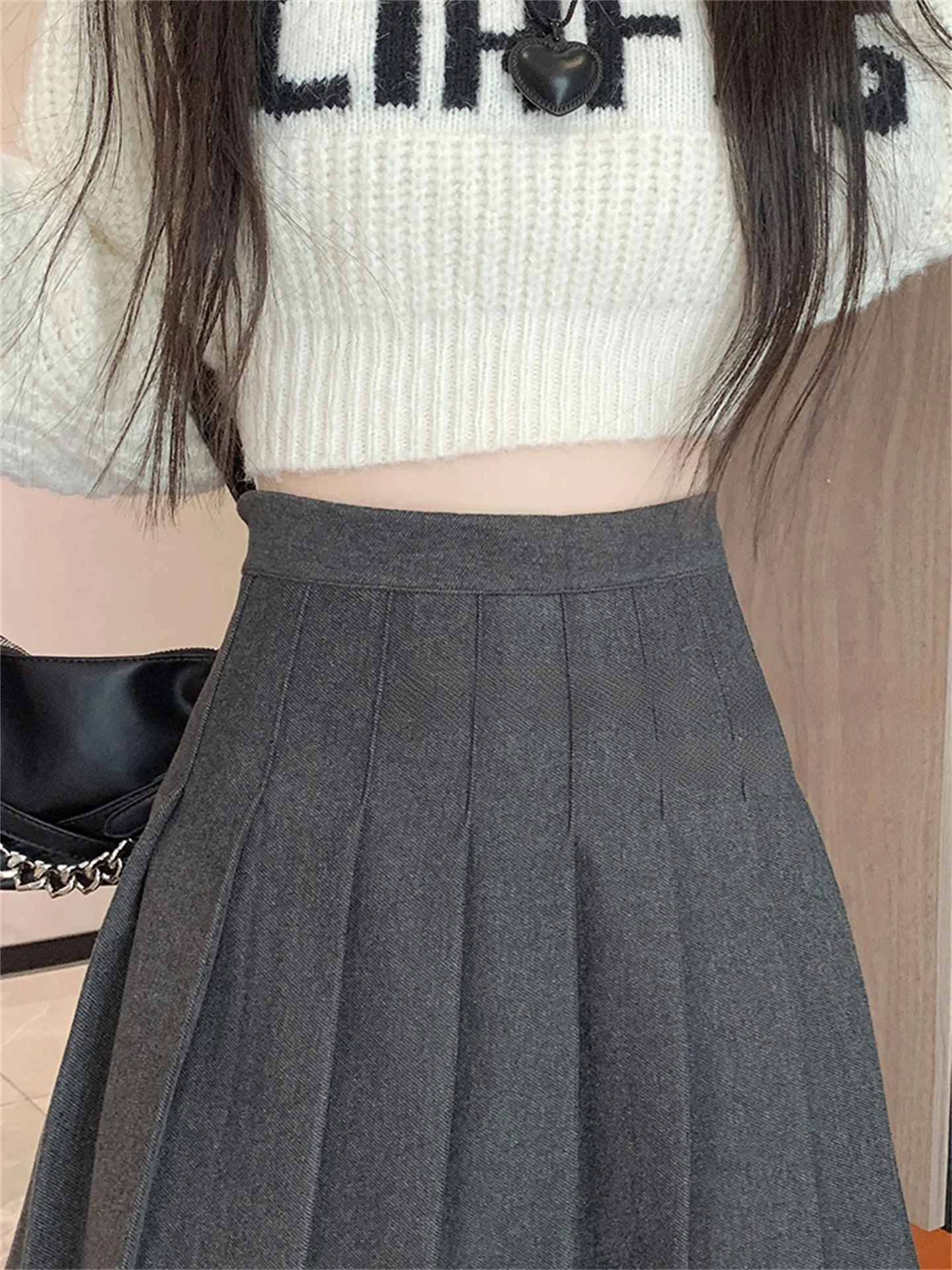 Gray Woolen Plaid A-Line Short Skirt High Waist JK Style Spring New Arrival for plus Size Women Casual Commute Korean Version