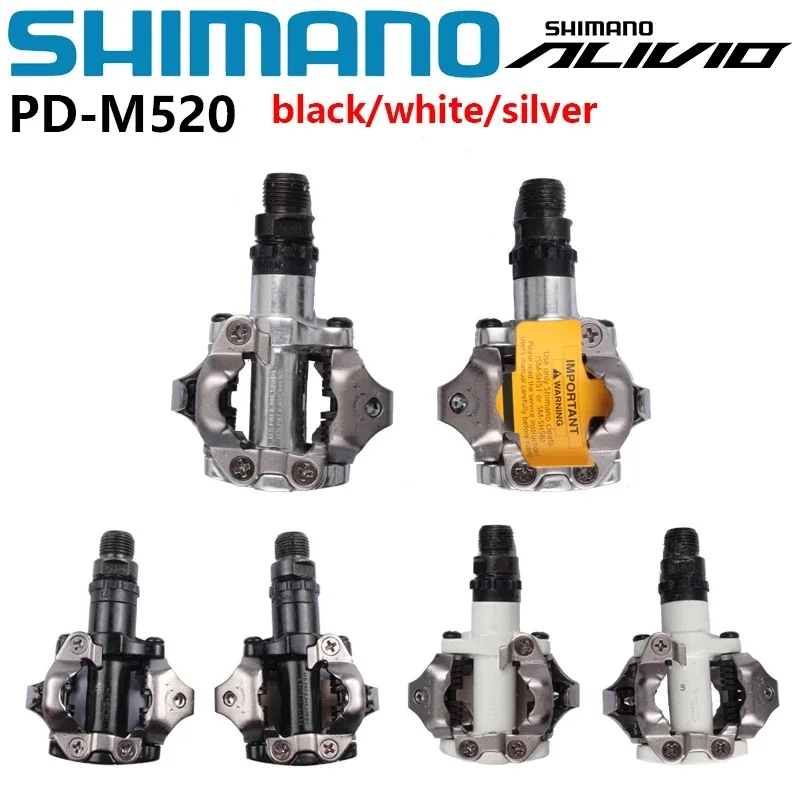 

SHIMANO ALIVIO M3100 Series PD-M520 Bike Pedal Double-Sided SPD Pedal For Off-Road Cycling Black/White/Silver Original Shimano