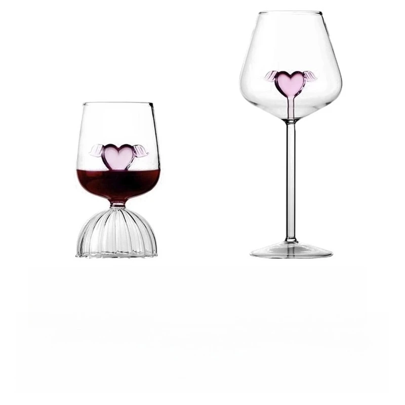 Creative Heart-shaped Red Wine Glass Set Highball Glass High-end Gifts Wine Accessories Wine Accessories for Bars Restaurants