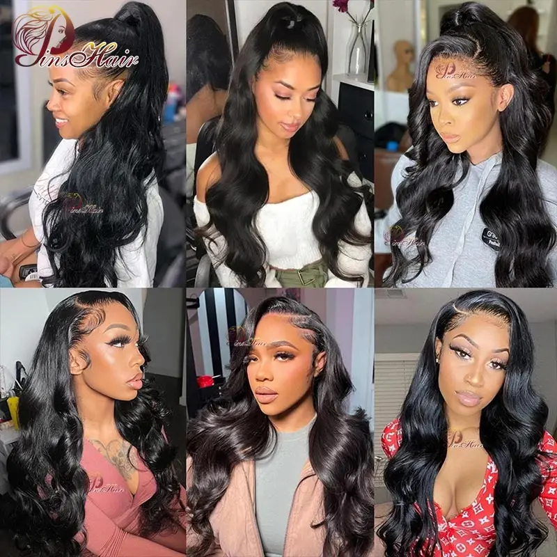 Natural Color 13x6 Lace Front Human Hair Wigs Pre Plucked Transparent Body Wave Lace Front Wigs Remy Human Hair 34 Inches 180%